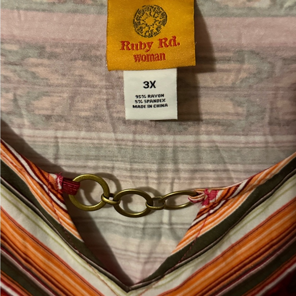 Ruby Rd. Multicolor Striped Blouse - Picture 3 of 5